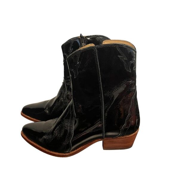 Free People New Frontier Western Boots Black Patent Leather Size 7.5 NEW - Picture 4 of 7